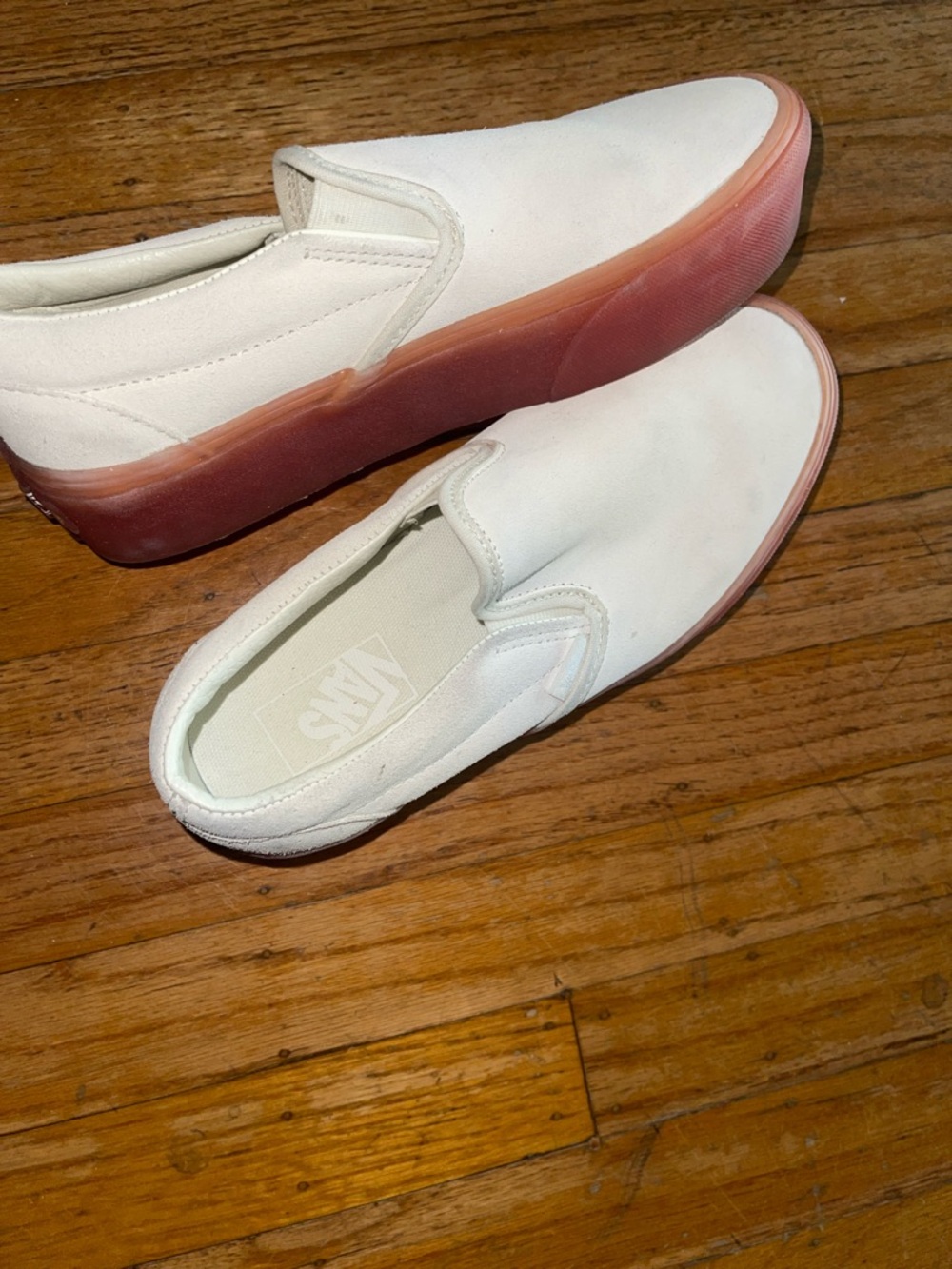 Vans Slip-On Platform Sneakers White with Pink Gradient Sole